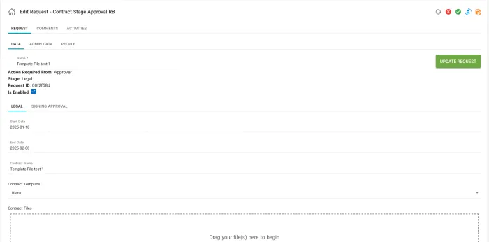 Edit request form with stage approval workflow
